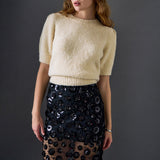 Flower Sequin Sheer Midi Skirt