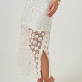 Flower Sequin Sheer Midi Skirt