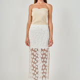 Flower Sequin Sheer Midi Skirt