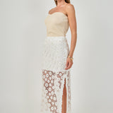 Flower Sequin Sheer Midi Skirt