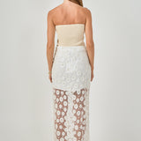 Flower Sequin Sheer Midi Skirt