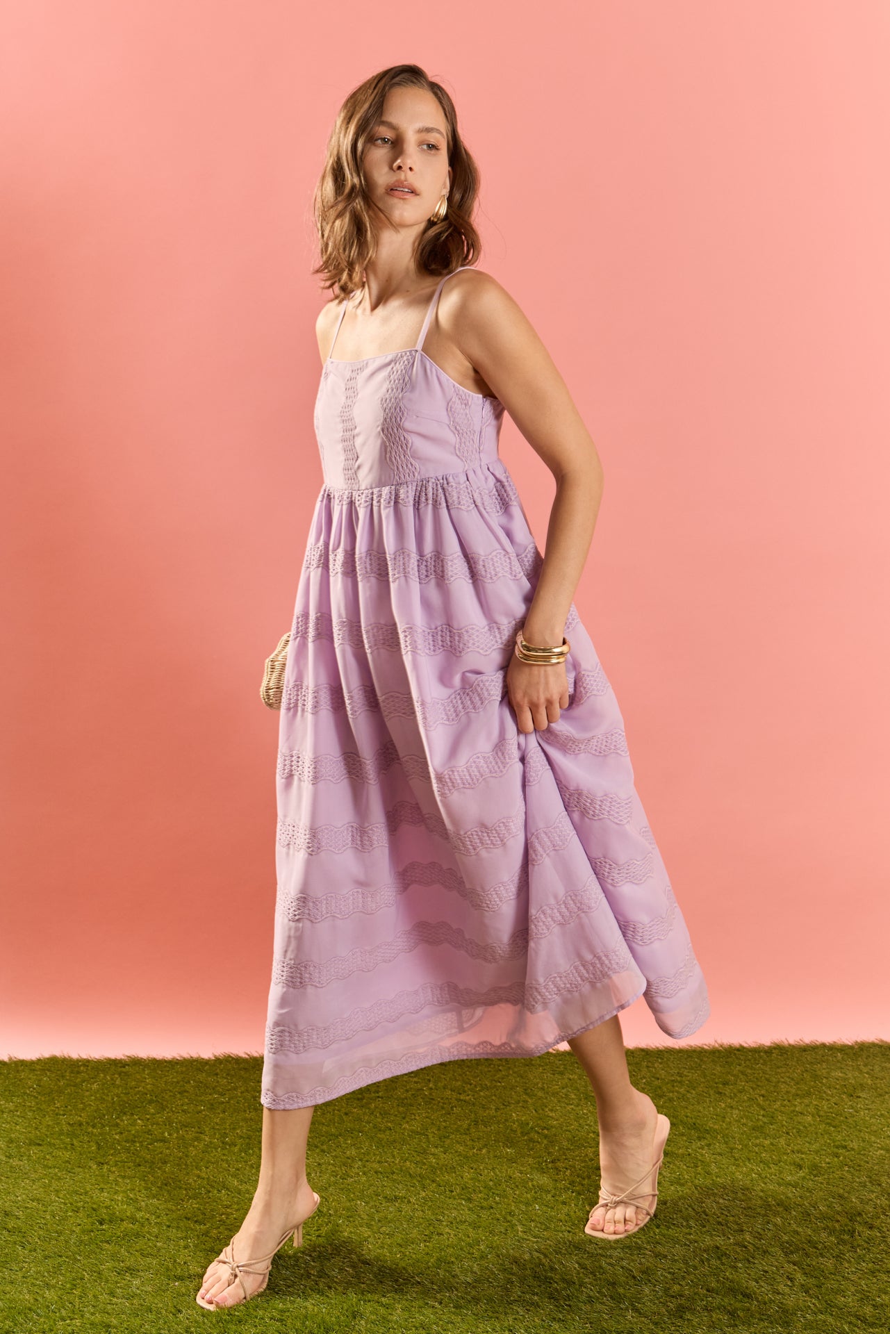 Embroidered Chiffon Sleeveless Midi Dress – English Factory