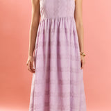 Embroidered Chiffon Sleeveless Midi Dress