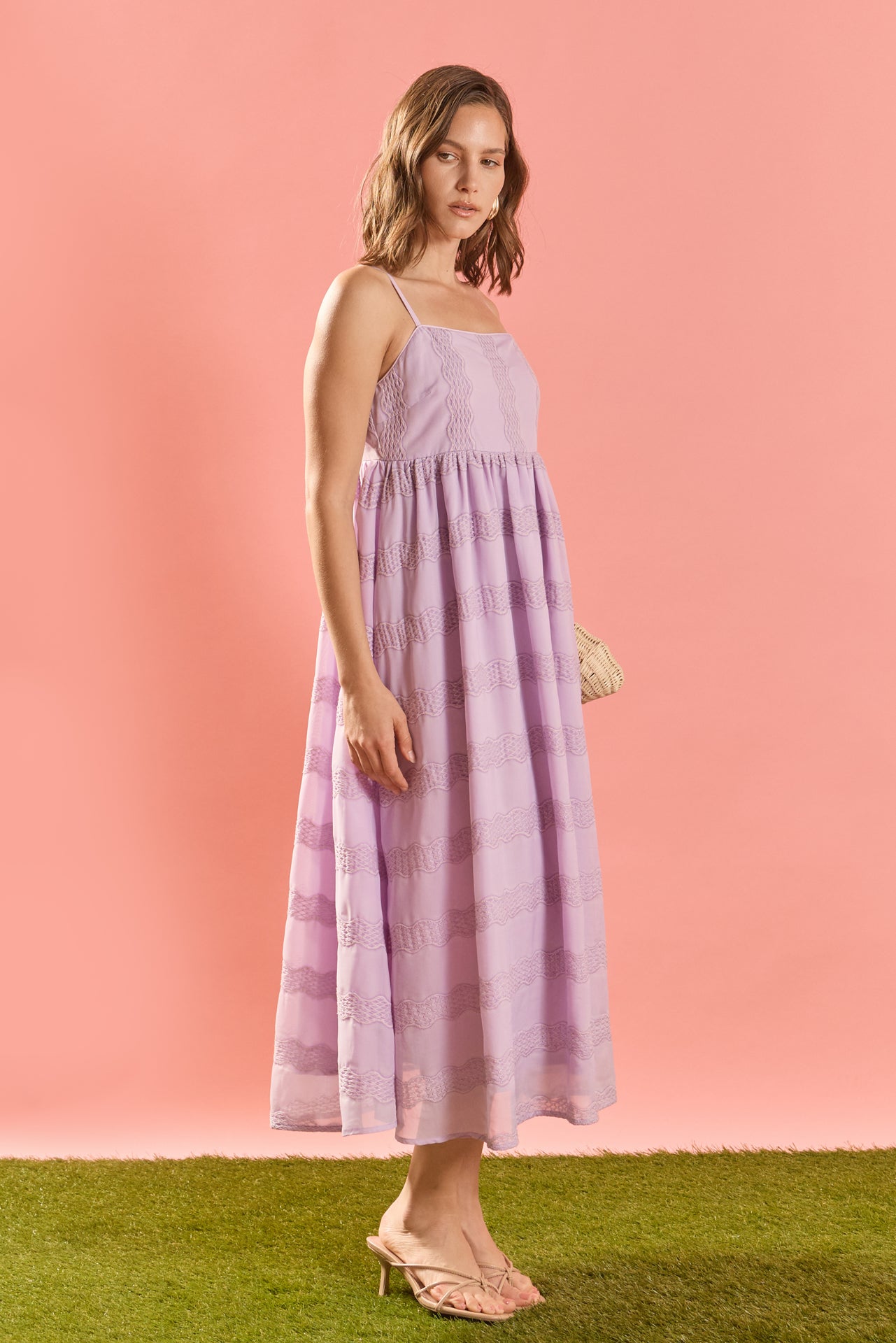 Embroidered Chiffon Sleeveless Midi Dress – English Factory