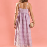 Embroidered Chiffon Sleeveless Midi Dress