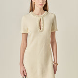 The Pearl Embellished Knit Mini Dress