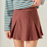 Pleated Knit Mini Skirt