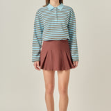 Pleated Knit Mini Skirt