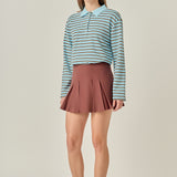 Pleated Knit Mini Skirt