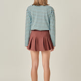 Pleated Knit Mini Skirt