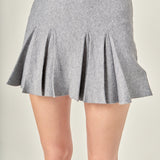 Pleated Knit Mini Skirt