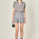 Pleated Knit Mini Skirt