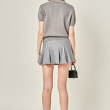 Pleated Knit Mini Skirt