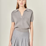 Pleated Knit Mini Skirt