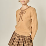 Floral Bow Trim Sweater