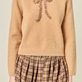 Floral Bow Trim Sweater