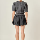 Pearl Embellishment Puff Sleeve Knit