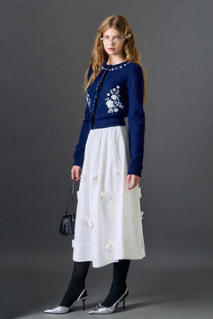 3D Flower Midi Skirt