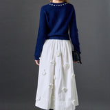 3D Flower Midi Skirt