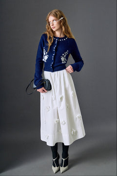 3D Flower Midi Skirt