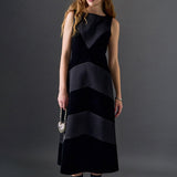 Velvet Satin Combo Midi Dress