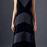 Velvet Satin Combo Midi Dress