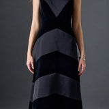 Velvet Satin Combo Midi Dress