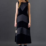 Velvet Satin Combo Midi Dress