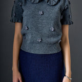 Pearl Floral Ruffle Sleeve Knit