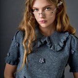 Pearl Floral Ruffle Sleeve Knit