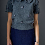 Pearl Floral Ruffle Sleeve Knit