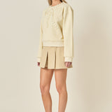 Beaded Ribbon Neck Trim Sweatshirt