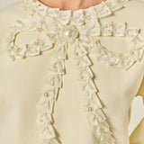 Beaded Ribbon Neck Trim Sweatshirt