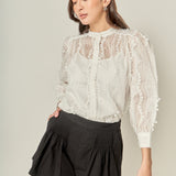 Heart Trim Sheer Blouse