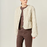 Knit Trim Teddy Jacket