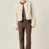 Knit Trim Teddy Jacket