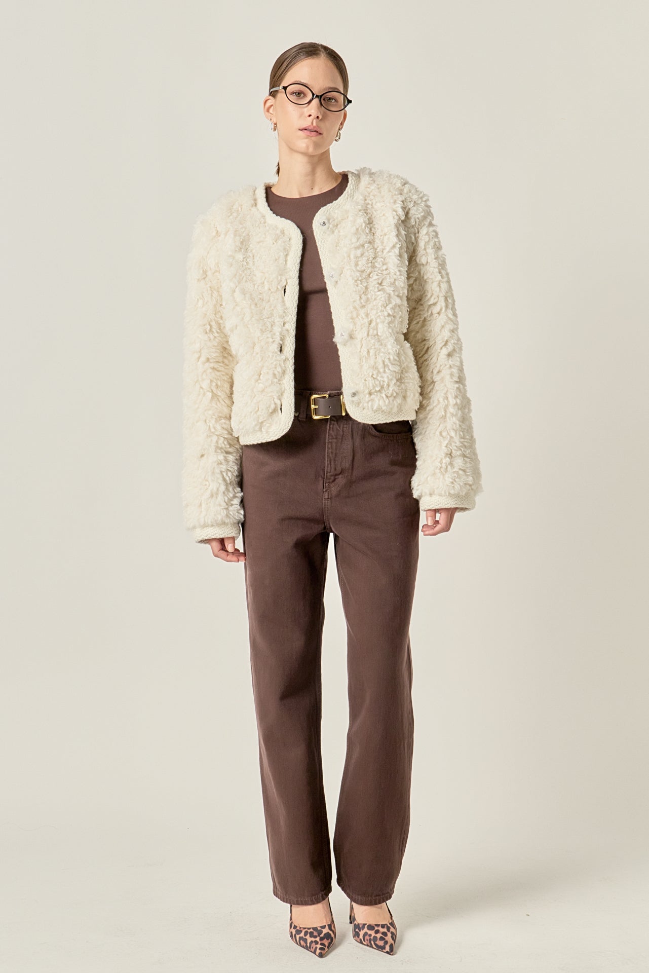 Knit Trim Teddy Jacket