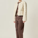 Knit Trim Teddy Jacket