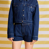 Drop Shoulder Cropped Denim Jacket