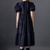 Bow Puff Sleeve Midi Dress