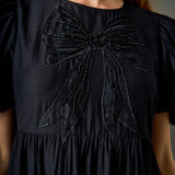 Bow Puff Sleeve Midi Dress