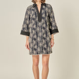 Floral Embroidered Collar Mini Dress