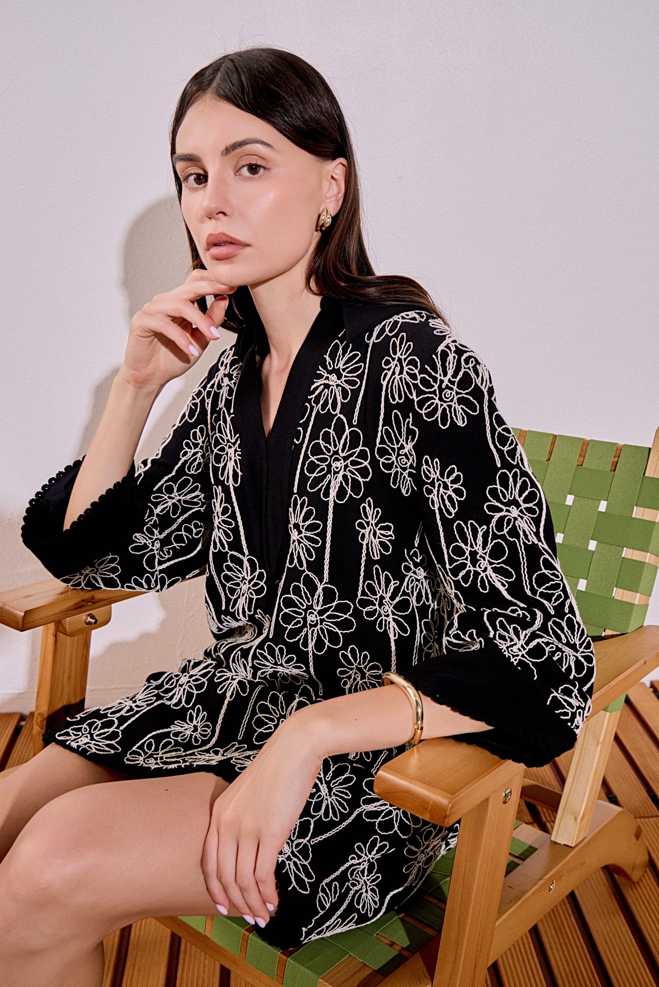 Floral Embroidered Collar Mini Dress – English Factory