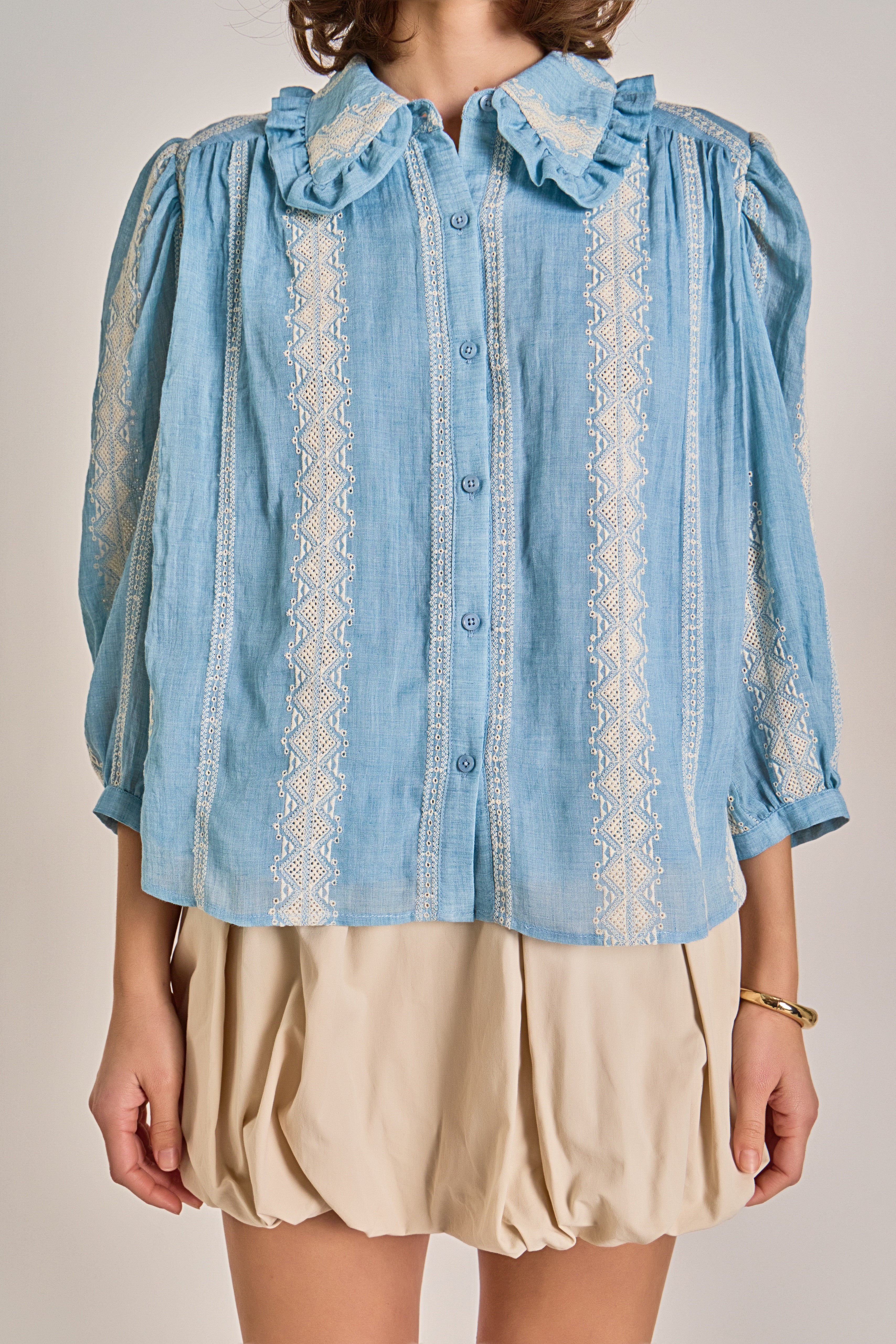 Embroidered Ruffle Collar Blouse – English Factory