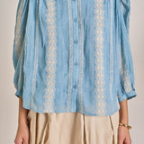 Embroidered Ruffle Collar Blouse