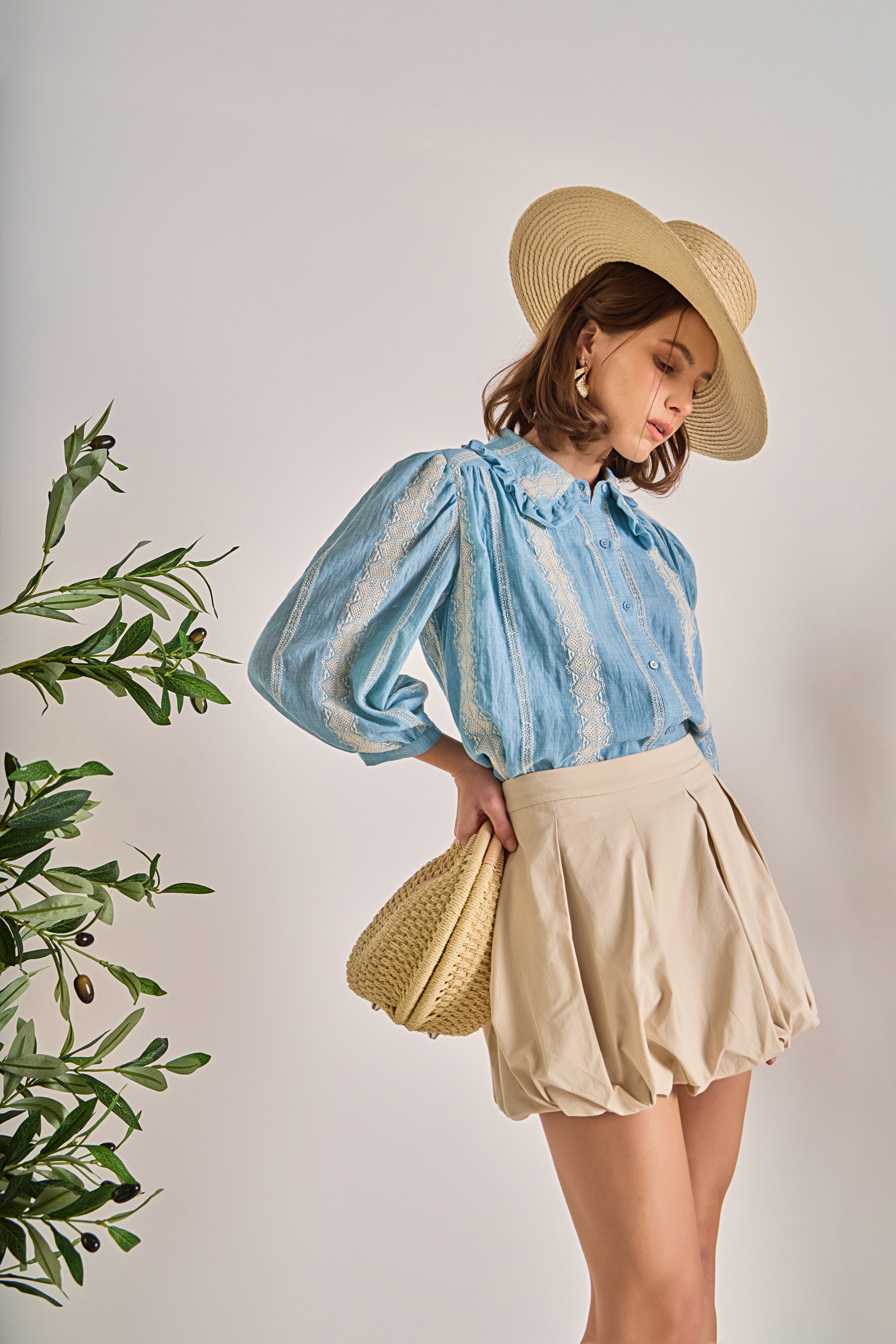 Embroidered Ruffle Collar Blouse – English Factory