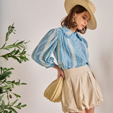 Embroidered Ruffle Collar Blouse