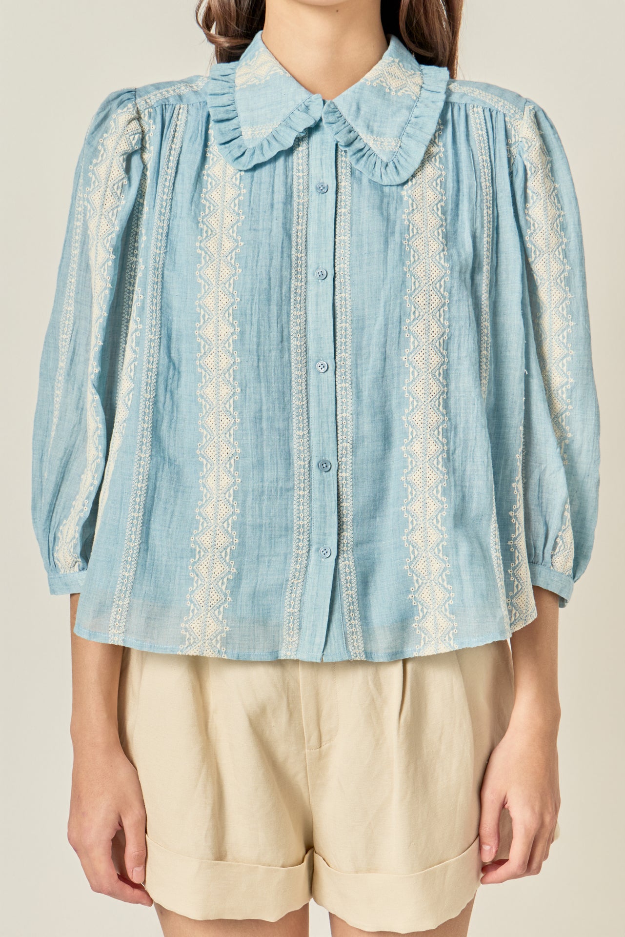 Embroidered Ruffle Collar Blouse – English Factory