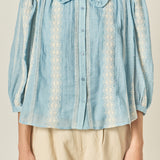 Embroidered Ruffle Collar Blouse