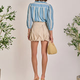 Embroidered Ruffle Collar Blouse